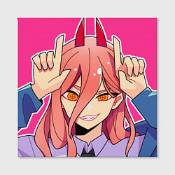 Холст квадратный Пауэр с рожками - человек-бензопила, цвет: 3D-принт — фото 2