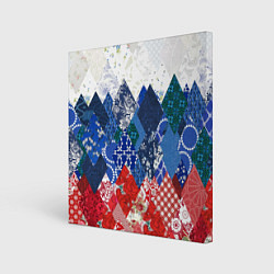 Холст квадратный Флаг России в стиле пэчворк, цвет: 3D-принт