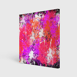 Картина квадратная Разбрызганная красная краска - темный фон