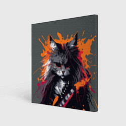 Холст квадратный Rocker Cat on a gray background - C-Cats collectio, цвет: 3D-принт
