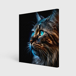 Холст квадратный Кот с неоновыми глазами, цвет: 3D-принт
