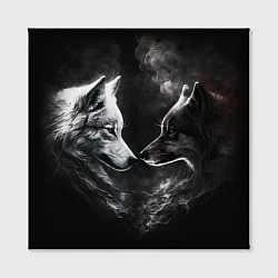 Холст квадратный Пара волков - белый и черный, цвет: 3D-принт — фото 2