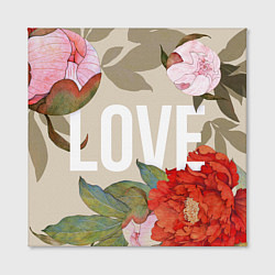 Холст квадратный Love Любовь и цветы, цвет: 3D-принт — фото 2