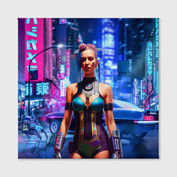 Холст квадратный Cyberpunk 2077 - neural network, цвет: 3D-принт — фото 2