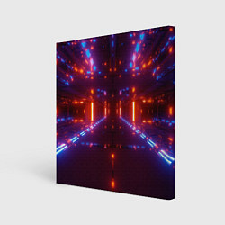Холст квадратный Неоновые разнообразные абстрактные лучи, цвет: 3D-принт