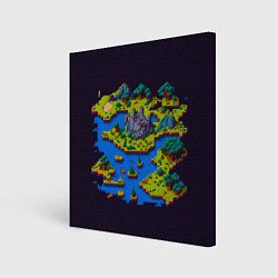 Холст квадратный Пиксельный остров и замок, цвет: 3D-принт