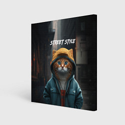 Холст квадратный Street cat, цвет: 3D-принт