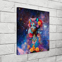Холст квадратный Космическая девушка-кошка, цвет: 3D-принт — фото 2