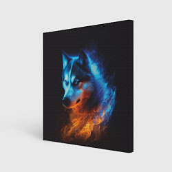 Холст квадратный Водно-огненная стихия волка, цвет: 3D-принт