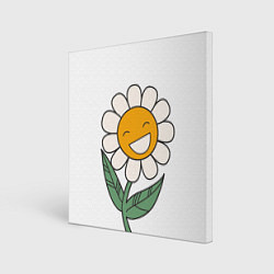 Холст квадратный Весёлый цветок ромашка, цвет: 3D-принт