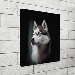 Холст квадратный Собака Хаски с голубыми глазами, цвет: 3D-принт — фото 2