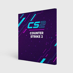 Холст квадратный Символ Counter Strike 2 в неоновых цветах на темно, цвет: 3D-принт