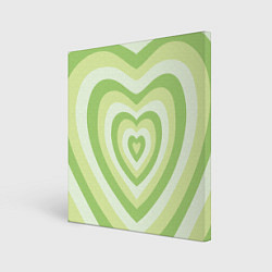 Холст квадратный Зеленые сердца - индикид паттерн, цвет: 3D-принт