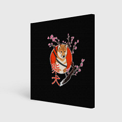 Холст квадратный Сиба ину самурай, цвет: 3D-принт