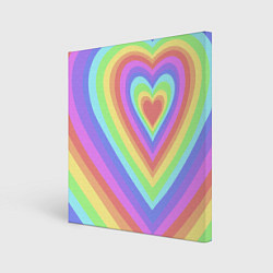 Холст квадратный Сердце - пастельные цвета, цвет: 3D-принт