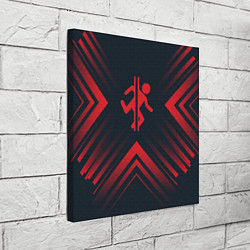 Холст квадратный Красный символ Portal на темном фоне со стрелками, цвет: 3D-принт — фото 2