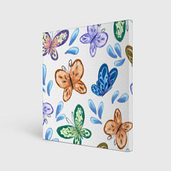 Холст квадратный Стая водных бабочек, цвет: 3D-принт