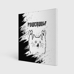 Картина квадратная Powerwolf рок кот на светлом фоне