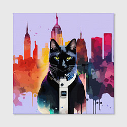 Холст квадратный Чёрный котяра в Нью-Йорке, цвет: 3D-принт — фото 2