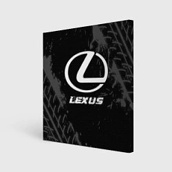 Холст квадратный Lexus speed на темном фоне со следами шин, цвет: 3D-принт