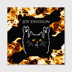 Холст квадратный Joy Division рок кот и огонь, цвет: 3D-принт — фото 2