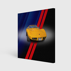 Холст квадратный Классический спорткар Chevrolet Corvette Stingray, цвет: 3D-принт