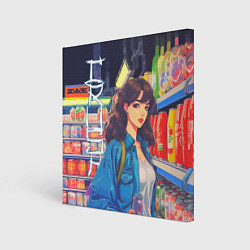 Картина квадратная Crush - ретро девочка-аниме в магазине