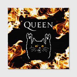 Холст квадратный Queen рок кот и огонь, цвет: 3D-принт — фото 2