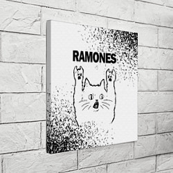 Холст квадратный Ramones рок кот на светлом фоне, цвет: 3D-принт — фото 2