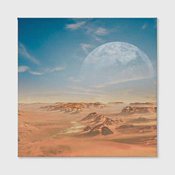 Холст квадратный Пустынная планета и спутник, цвет: 3D-принт — фото 2