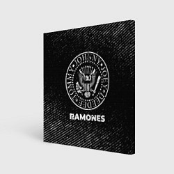 Холст квадратный Ramones с потертостями на темном фоне, цвет: 3D-принт