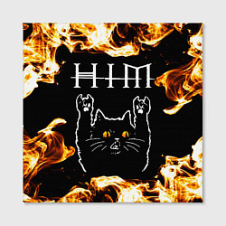 Холст квадратный HIM рок кот и огонь, цвет: 3D-принт — фото 2