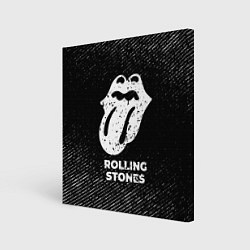 Холст квадратный Rolling Stones с потертостями на темном фоне, цвет: 3D-принт