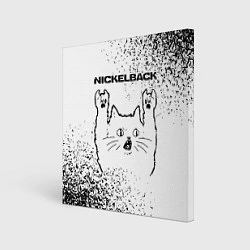 Холст квадратный Nickelback рок кот на светлом фоне, цвет: 3D-принт