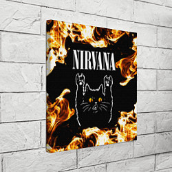 Холст квадратный Nirvana рок кот и огонь, цвет: 3D-принт — фото 2