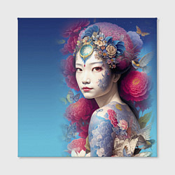 Холст квадратный Japanese girl - irezumi - tattoo - art, цвет: 3D-принт — фото 2