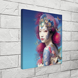 Холст квадратный Japanese girl - irezumi - tattoo - art, цвет: 3D-принт — фото 2
