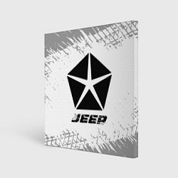 Холст квадратный Jeep speed на светлом фоне со следами шин, цвет: 3D-принт