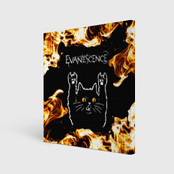 Холст квадратный Evanescence рок кот и огонь, цвет: 3D-принт