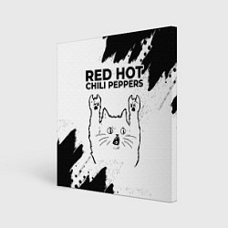 Холст квадратный Red Hot Chili Peppers рок кот на светлом фоне, цвет: 3D-принт