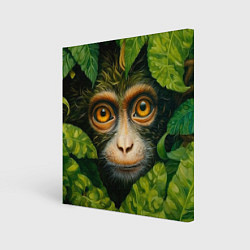 Холст квадратный Обезьянка в джунгли, цвет: 3D-принт