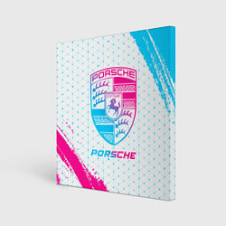 Холст квадратный Porsche neon gradient style, цвет: 3D-принт