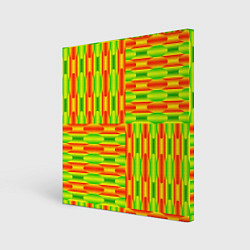 Холст квадратный Паттерн зеленый с оранжевым, цвет: 3D-принт