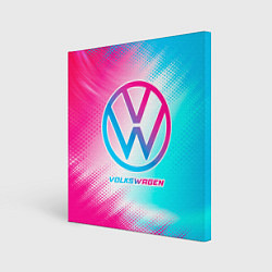 Холст квадратный Volkswagen neon gradient style, цвет: 3D-принт