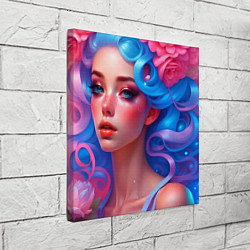 Холст квадратный Портрет милой девушки в цветах от нейросети, цвет: 3D-принт — фото 2
