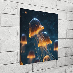 Холст квадратный Люминисцентные медузы, цвет: 3D-принт — фото 2