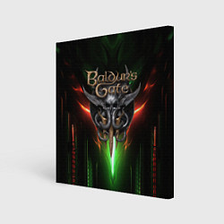 Картина квадратная Baldurs Gate 3 logo green red light