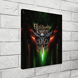 Холст квадратный Baldurs Gate 3 logo green red light, цвет: 3D-принт — фото 2