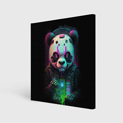 Холст квадратный Панда киберпанк, цвет: 3D-принт