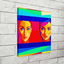 Холст квадратный Две голубоглазые девушки в прямоугольной рамке, цвет: 3D-принт — фото 2